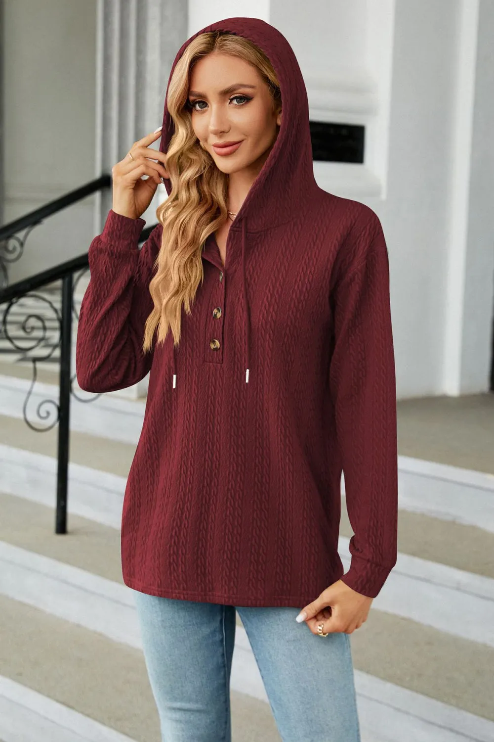 *APP EXCLUSIVE* Cableknit Long Sleeve Hoodie
