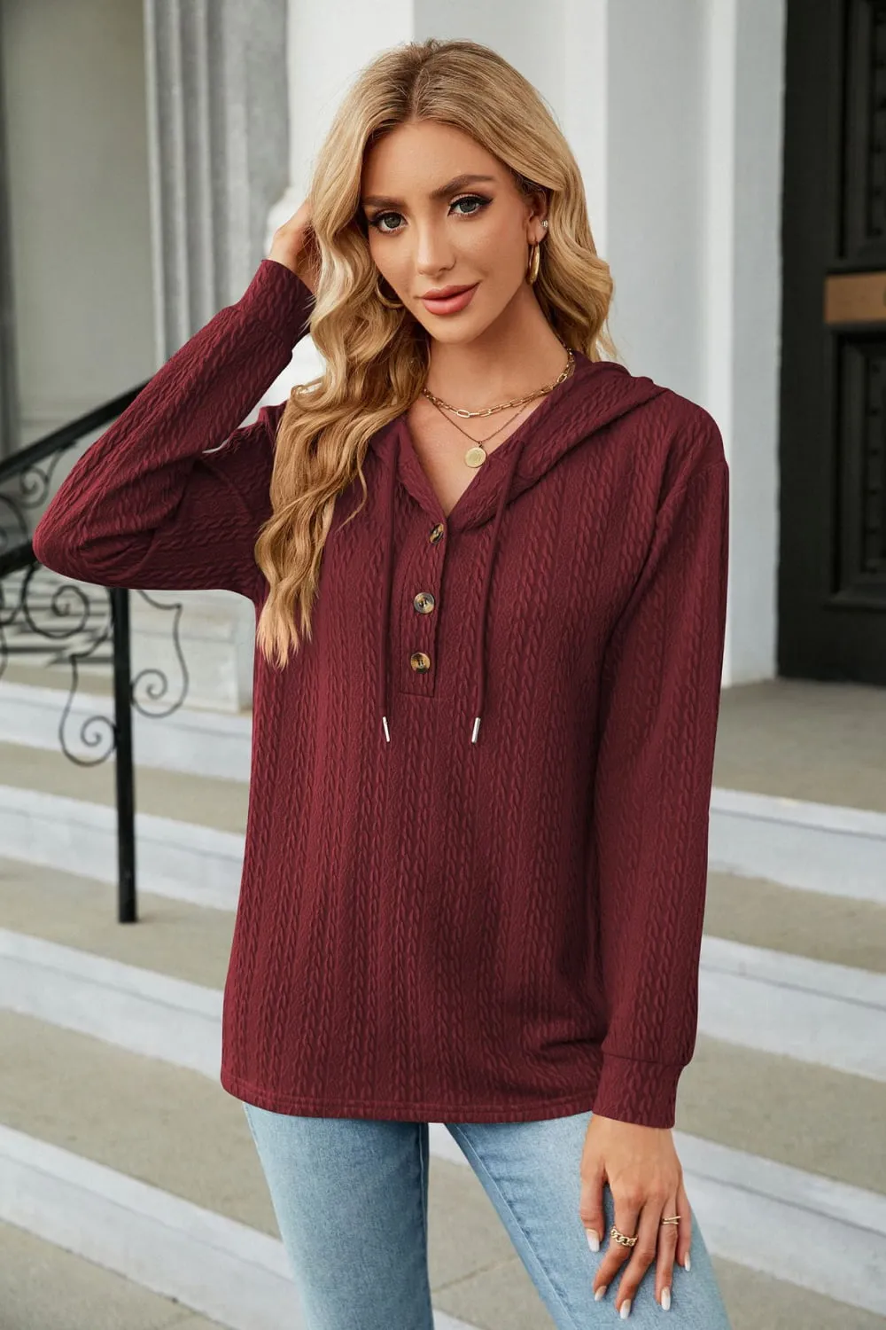 *APP EXCLUSIVE* Cableknit Long Sleeve Hoodie