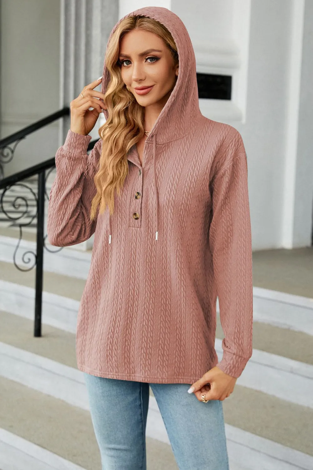 *APP EXCLUSIVE* Cableknit Long Sleeve Hoodie