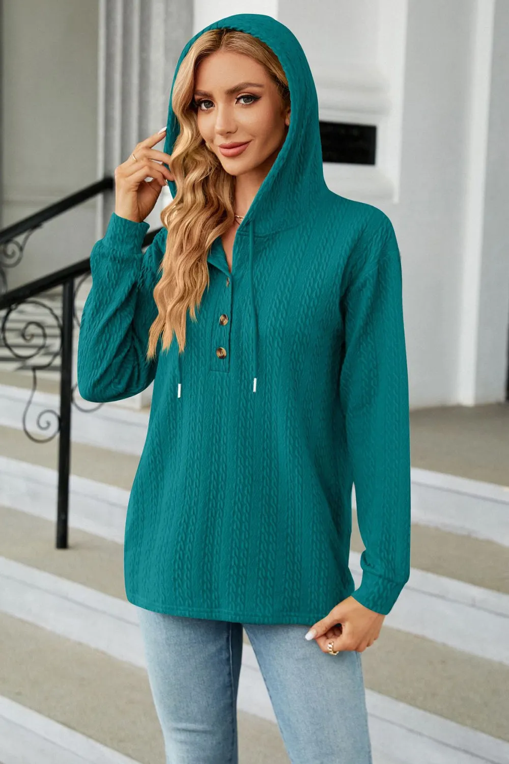 *APP EXCLUSIVE* Cableknit Long Sleeve Hoodie