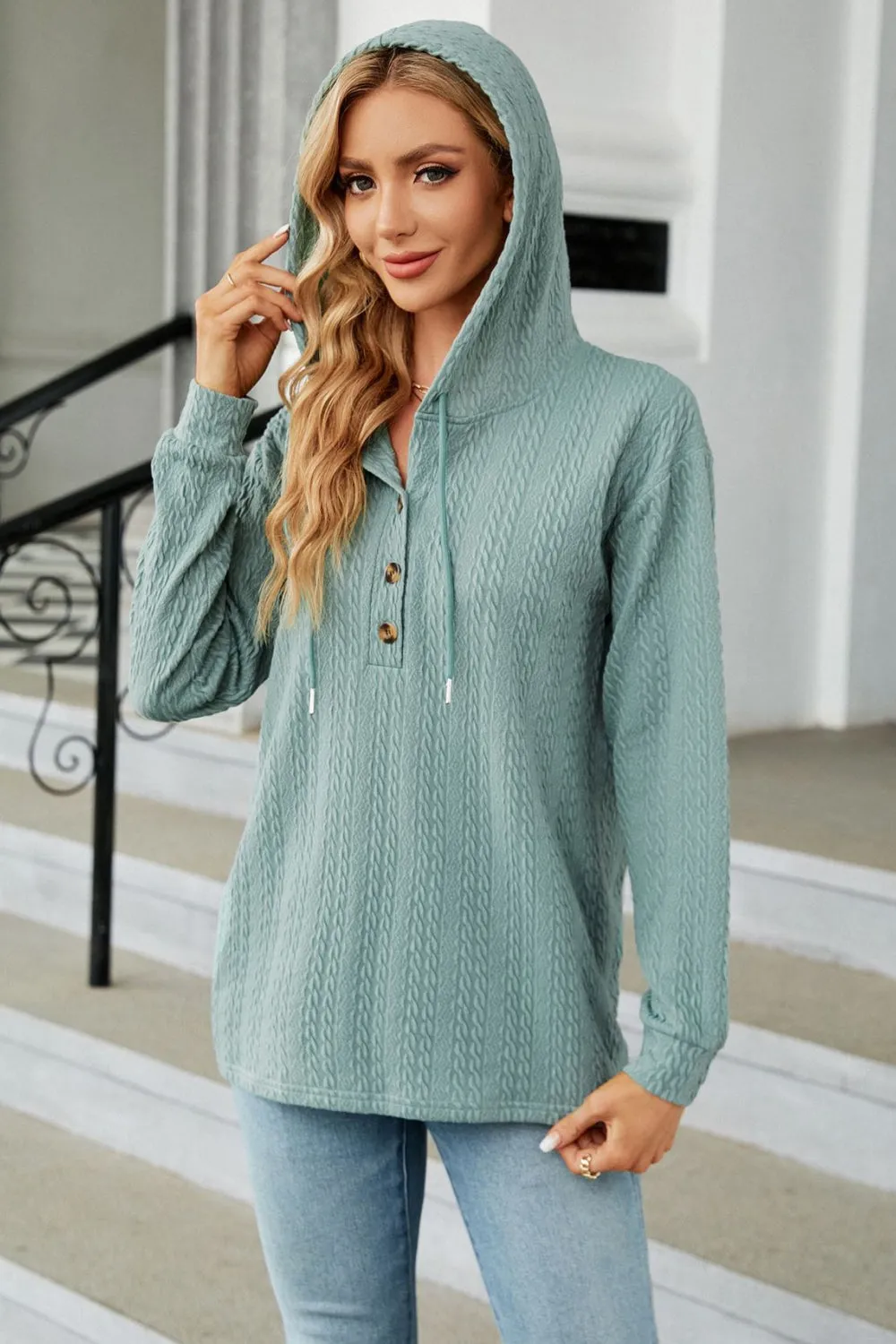 *APP EXCLUSIVE* Cableknit Long Sleeve Hoodie