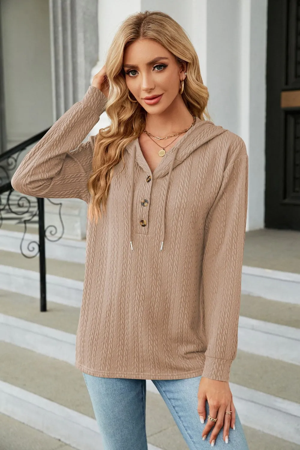 *APP EXCLUSIVE* Cableknit Long Sleeve Hoodie