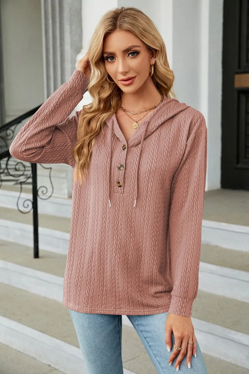 *APP EXCLUSIVE* Cableknit Long Sleeve Hoodie