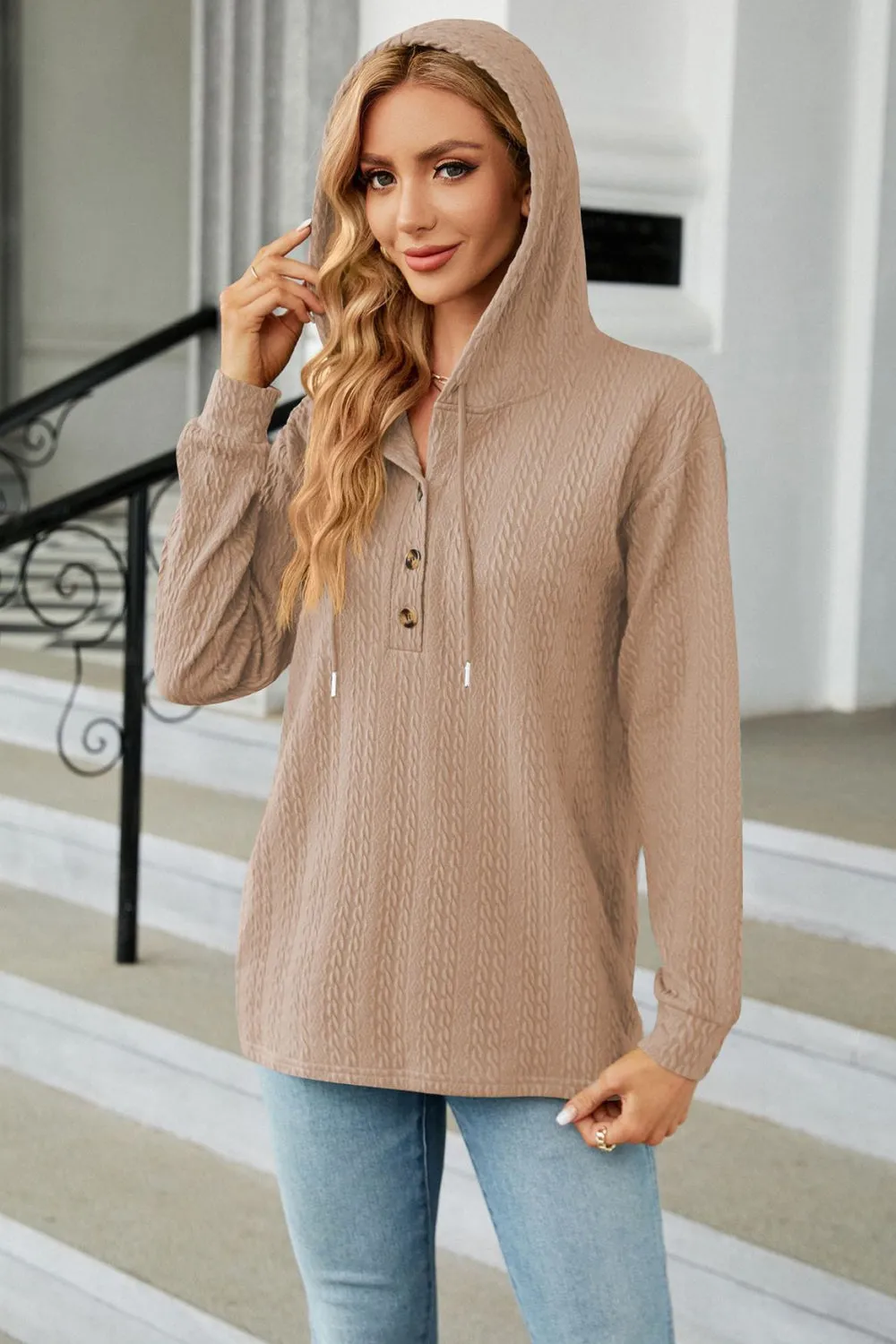 *APP EXCLUSIVE* Cableknit Long Sleeve Hoodie