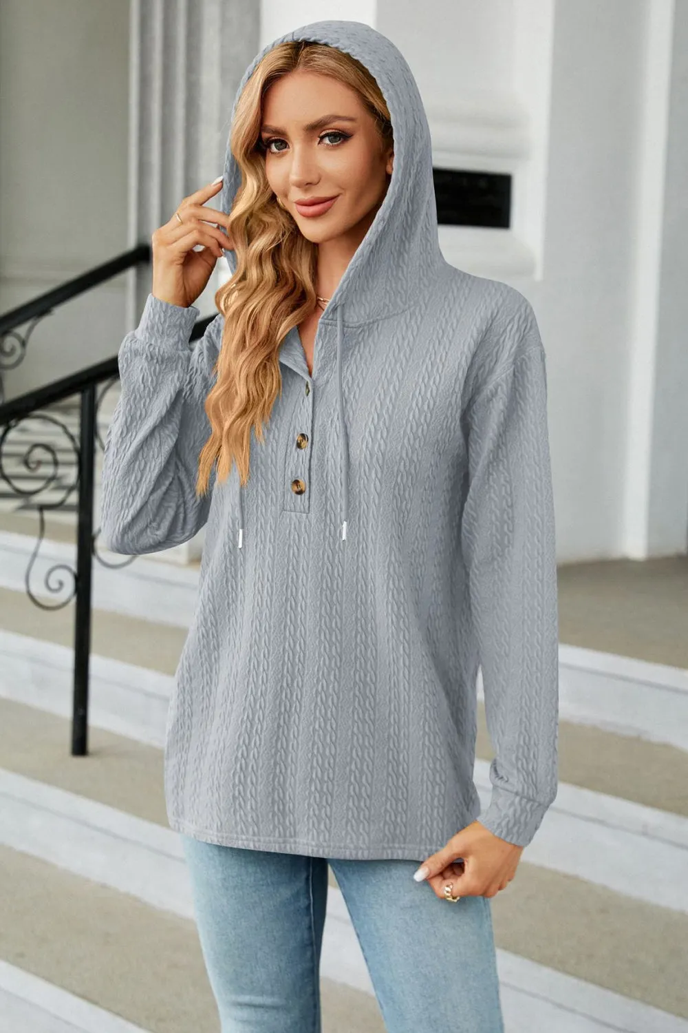 *APP EXCLUSIVE* Cableknit Long Sleeve Hoodie