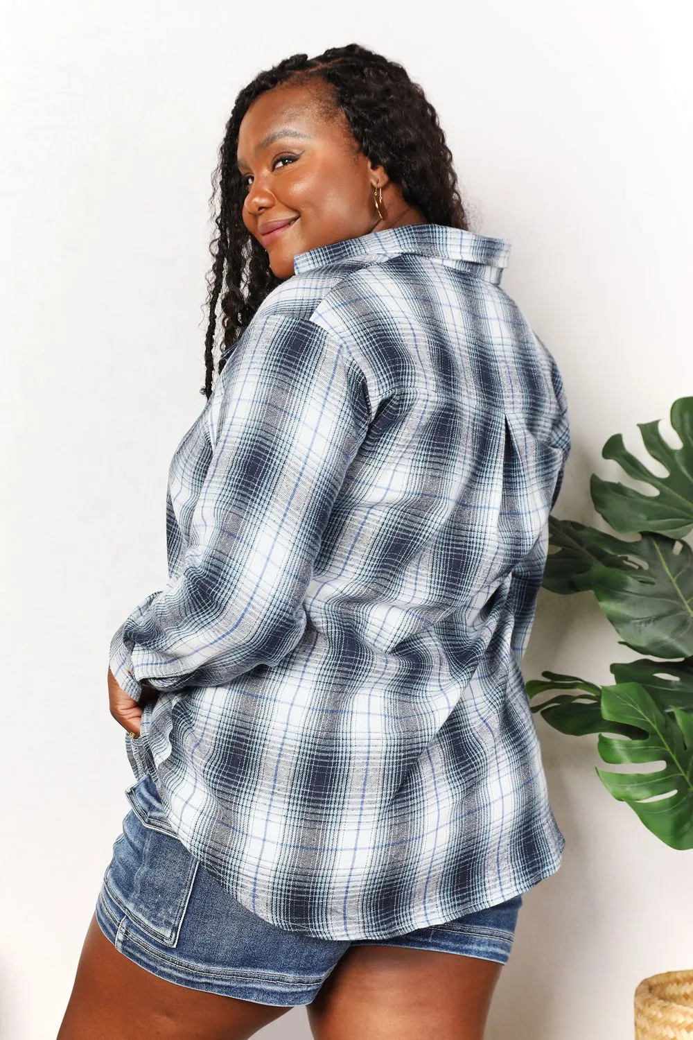 *APP EXCLUSIVE* Plaid Dropped Shoulder Flannel