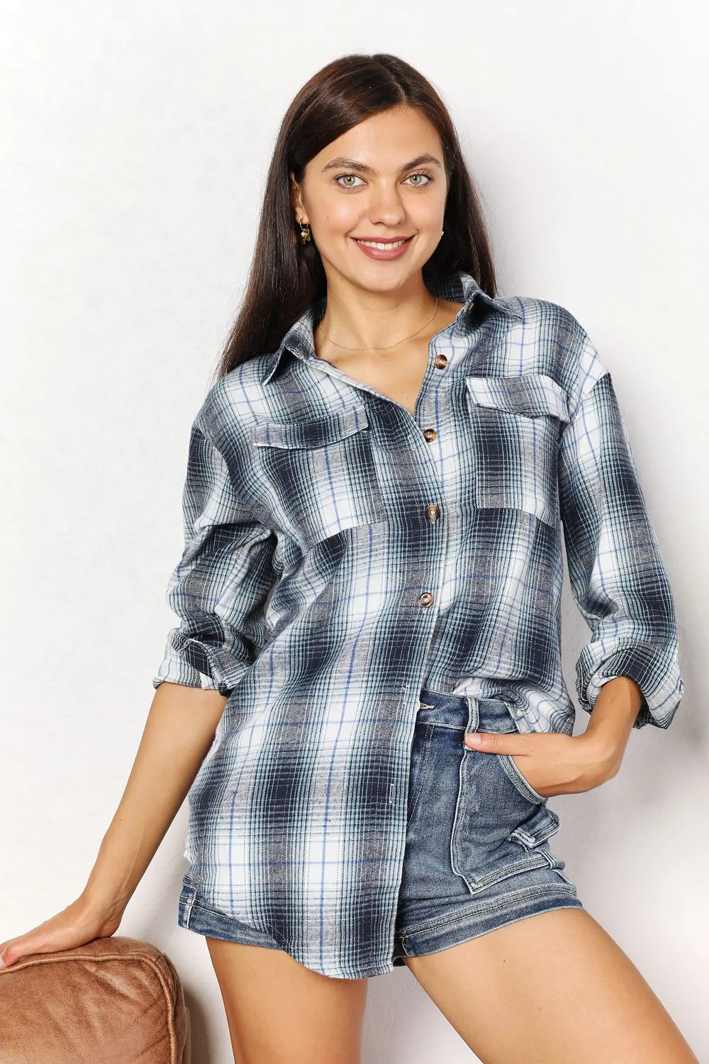 *APP EXCLUSIVE* Plaid Dropped Shoulder Flannel