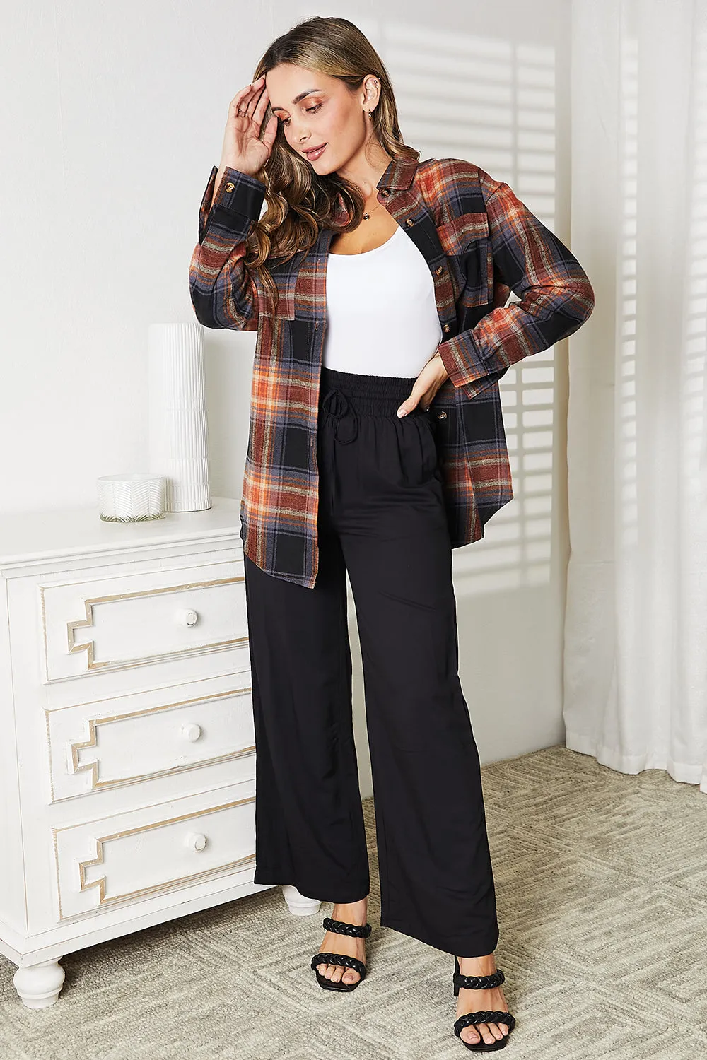 *APP EXCLUSIVE* Plaid Dropped Shoulder Flannel