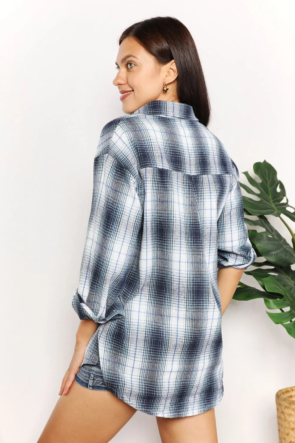 *APP EXCLUSIVE* Plaid Dropped Shoulder Flannel