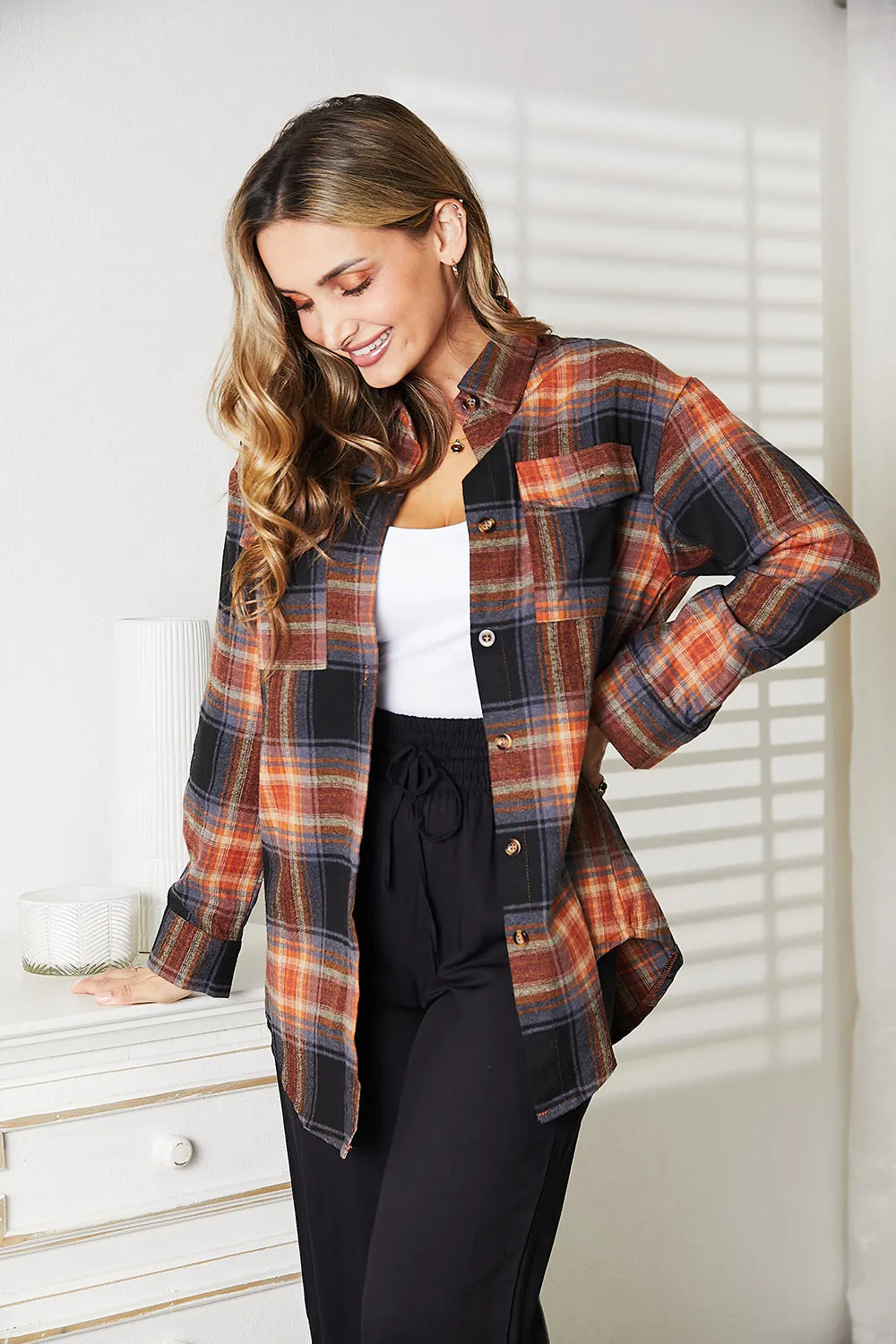 *APP EXCLUSIVE* Plaid Dropped Shoulder Flannel