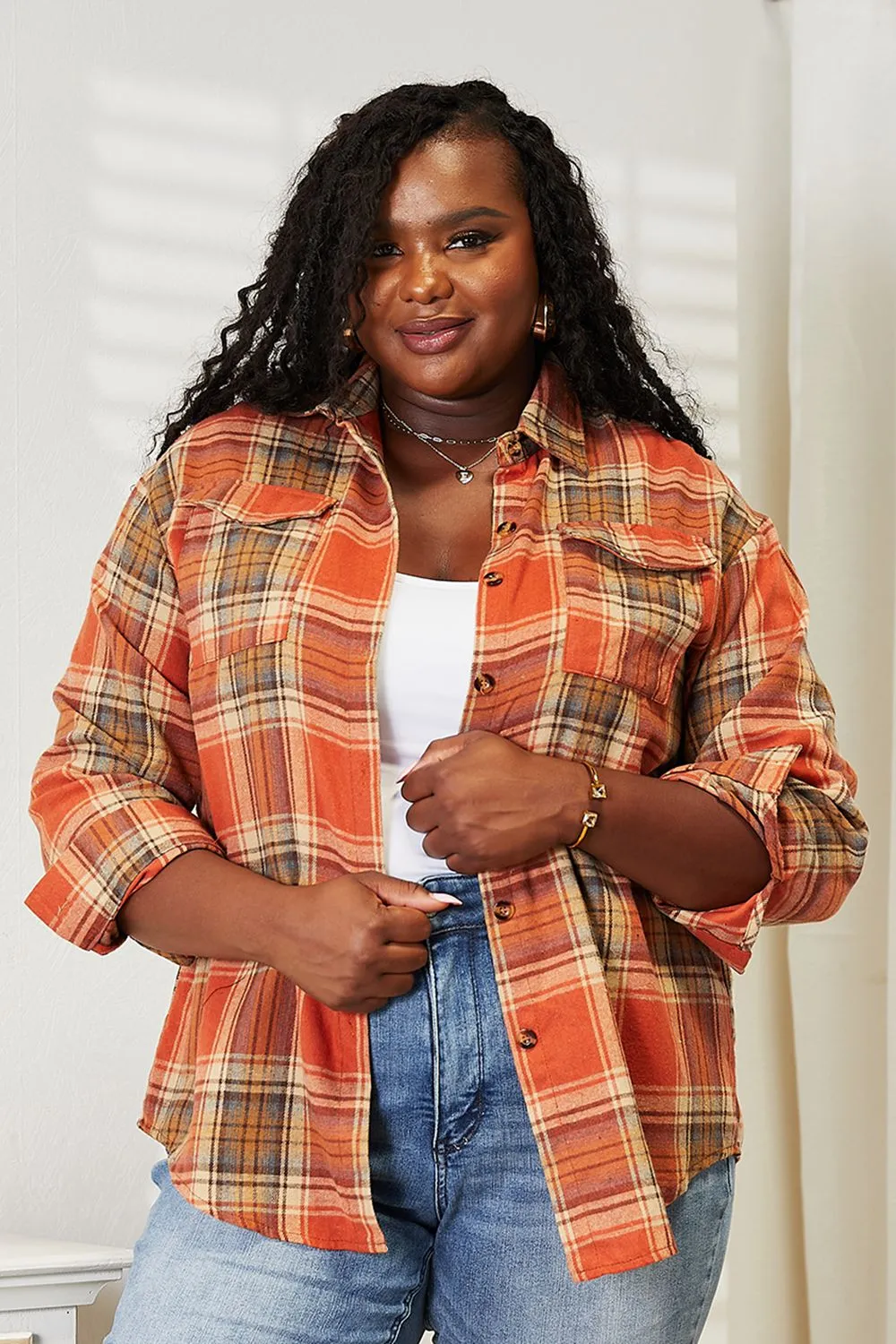 *APP EXCLUSIVE* Plaid Dropped Shoulder Flannel