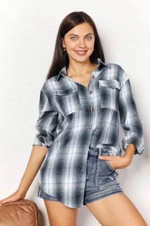 *APP EXCLUSIVE* Plaid Dropped Shoulder Flannel