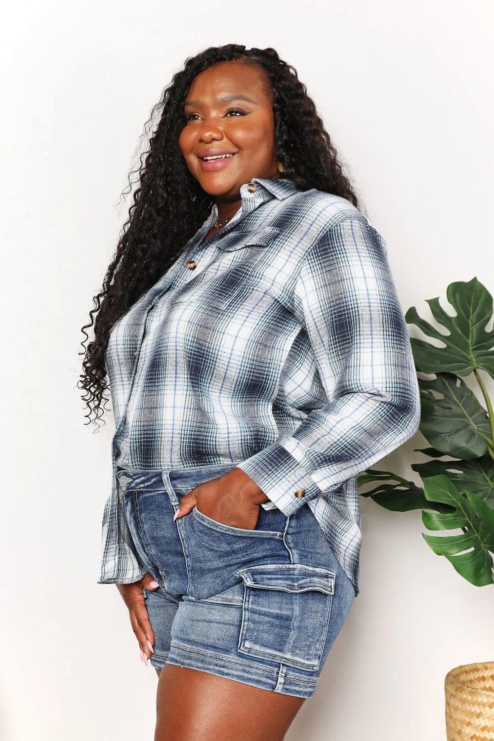 *APP EXCLUSIVE* Plaid Dropped Shoulder Flannel