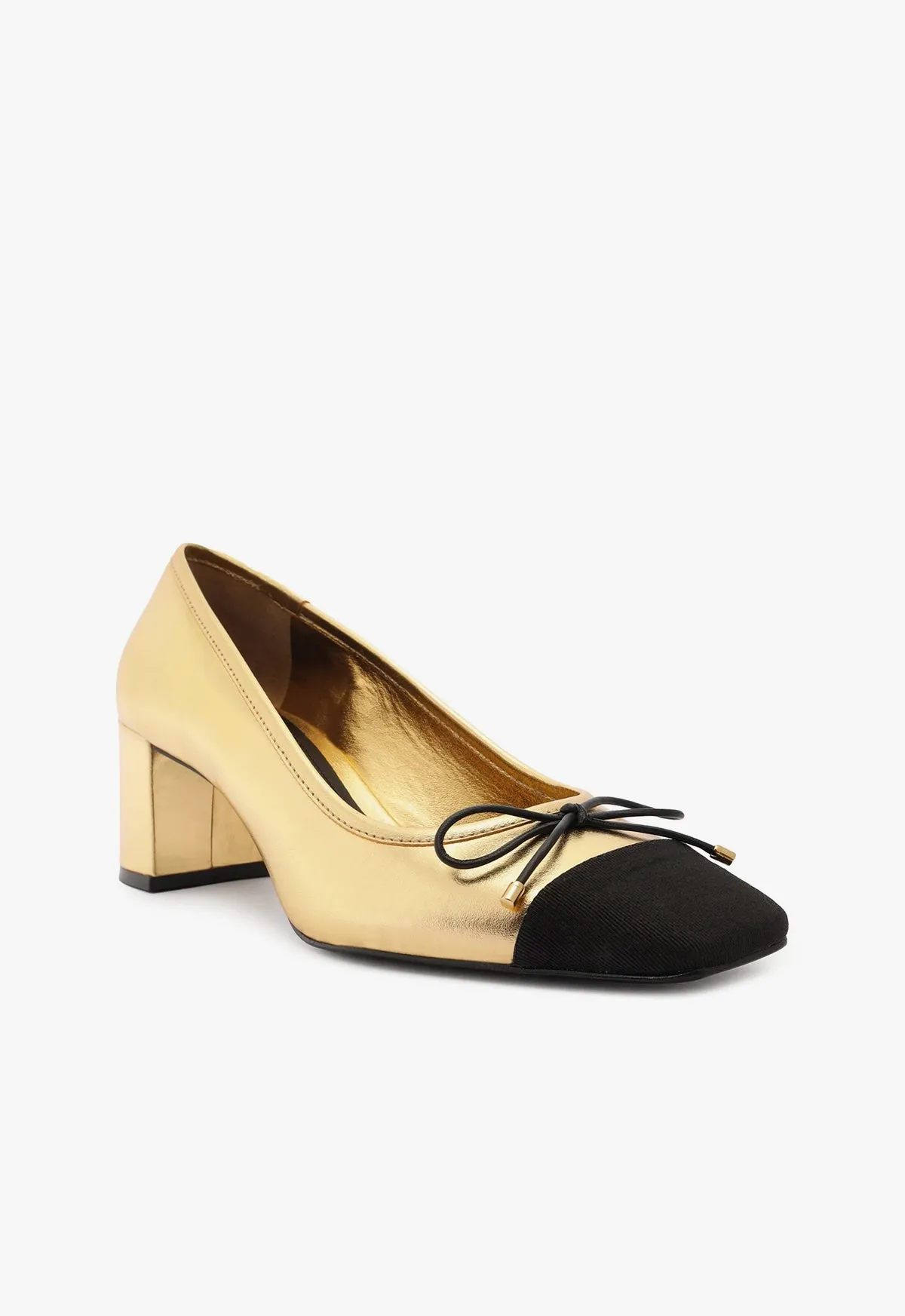 Arissa Block Metallic Leather Pump