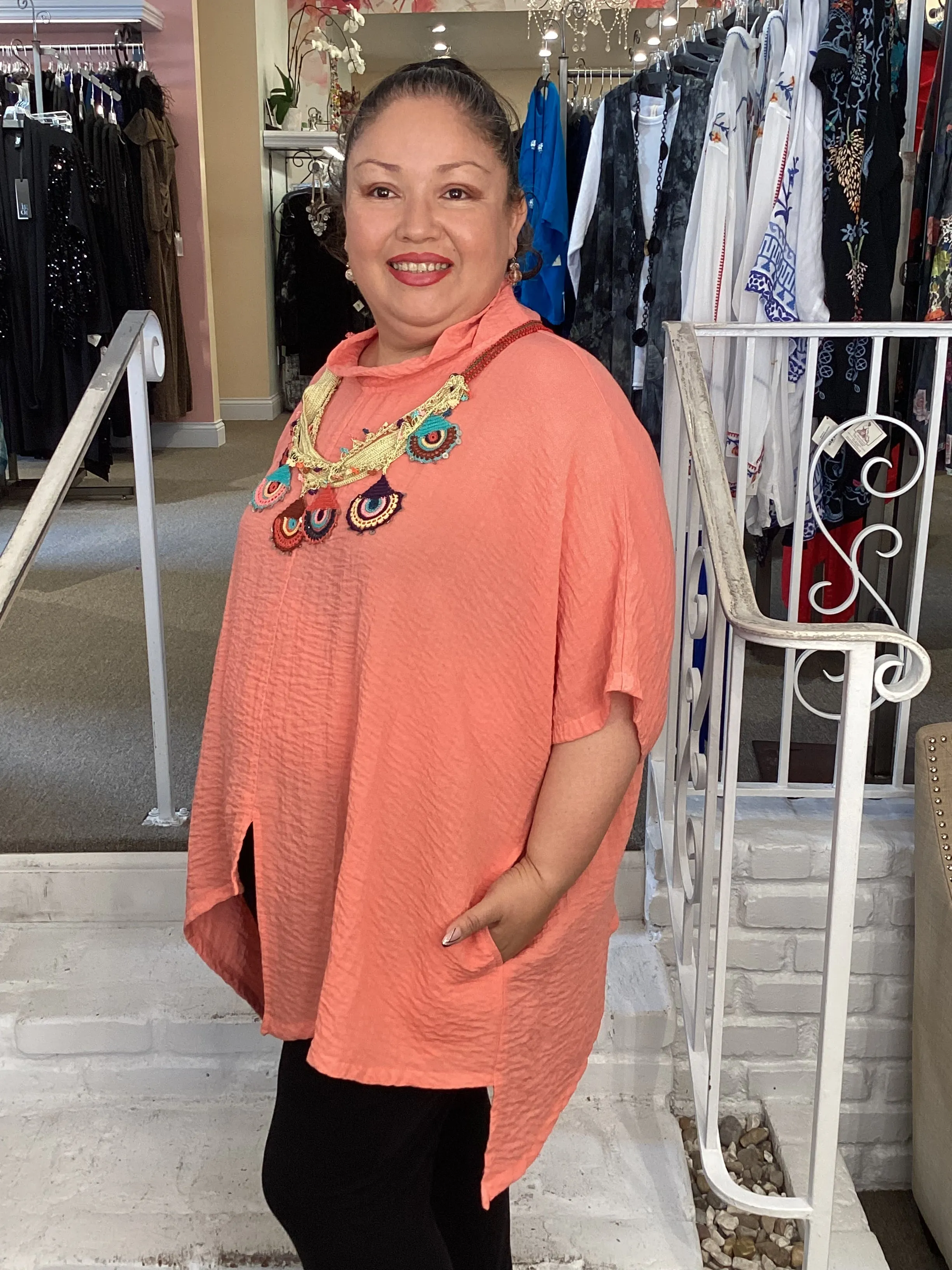 ASYM TUNIC - ADOBE ROSE