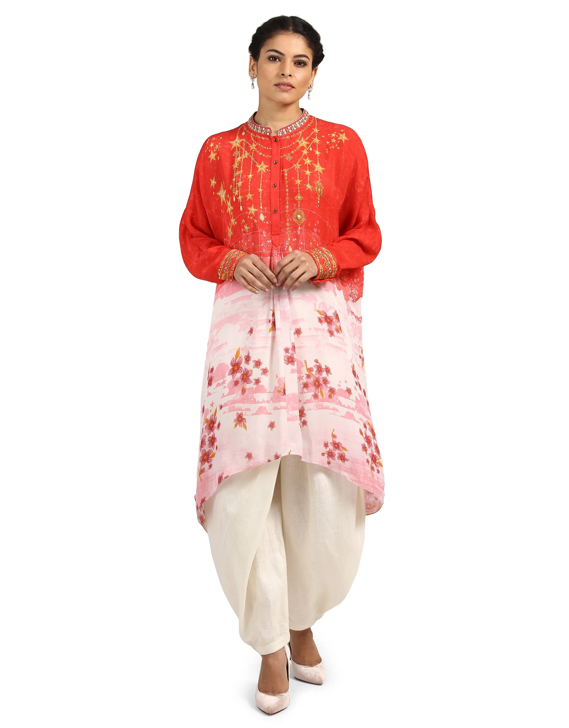 Asymmetric Tunic- Coral Pink