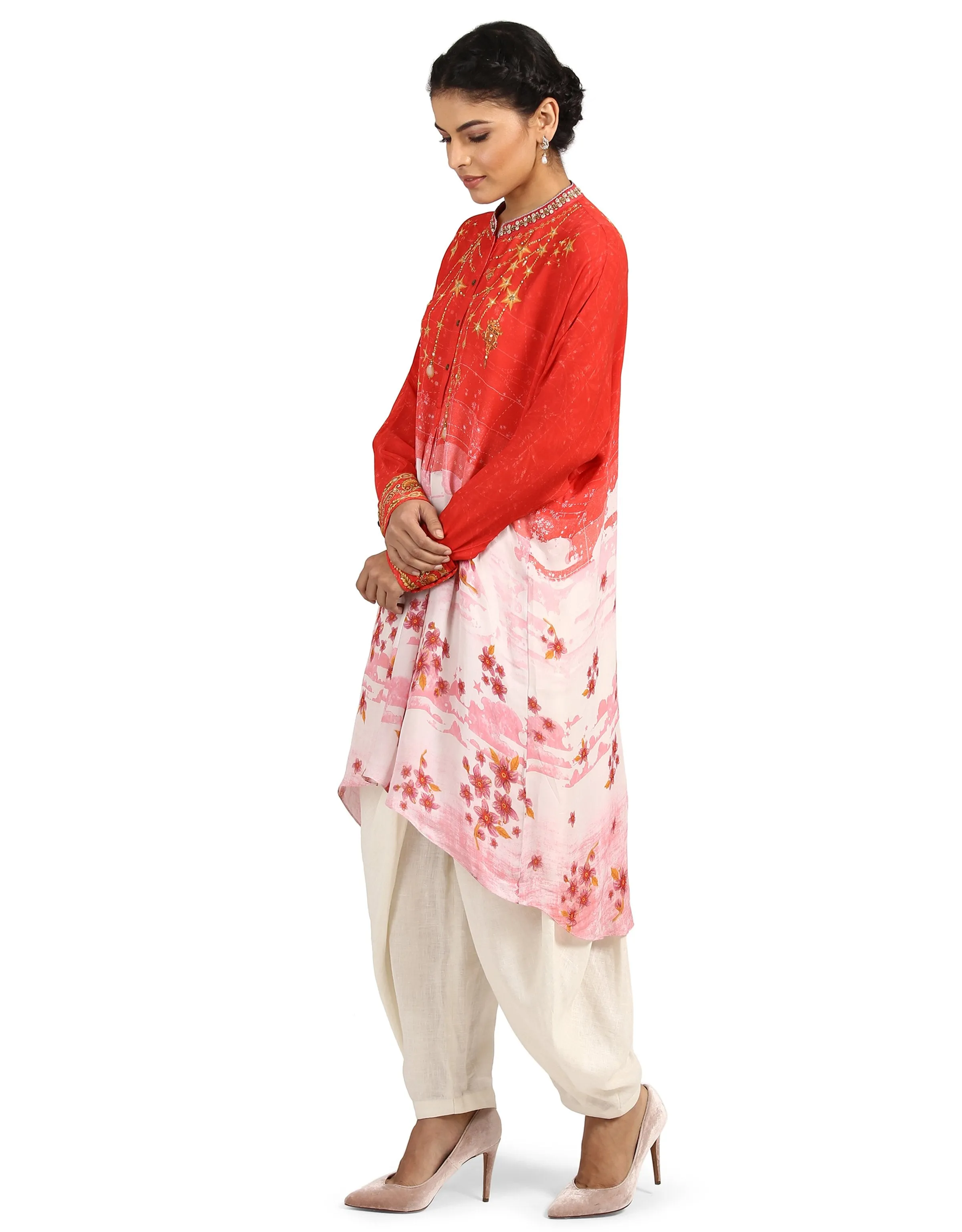 Asymmetric Tunic- Coral Pink