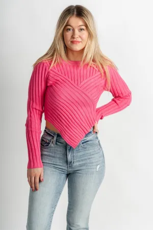 Asymmetrical sweater top fuchsia