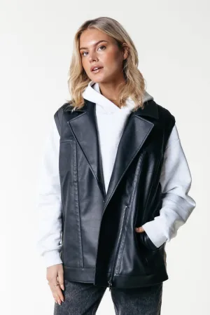 Ausha Vegan Leather Gilet | Black