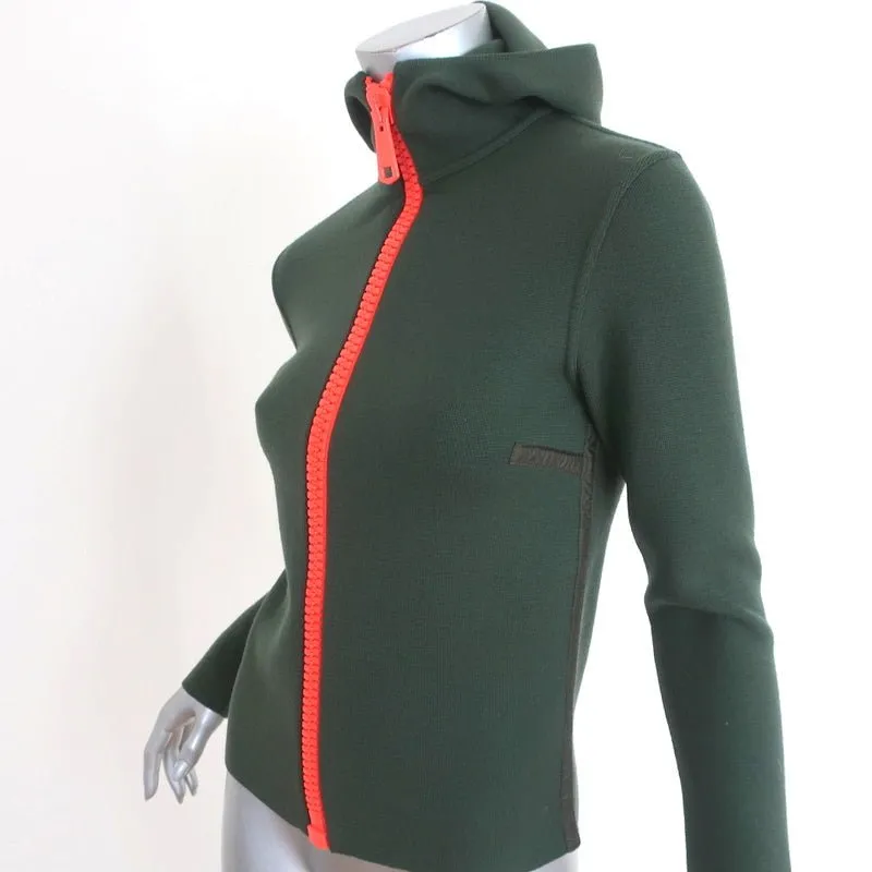 Authier Zip-Up Hoodie Jacket Green Wool Knit Size 40