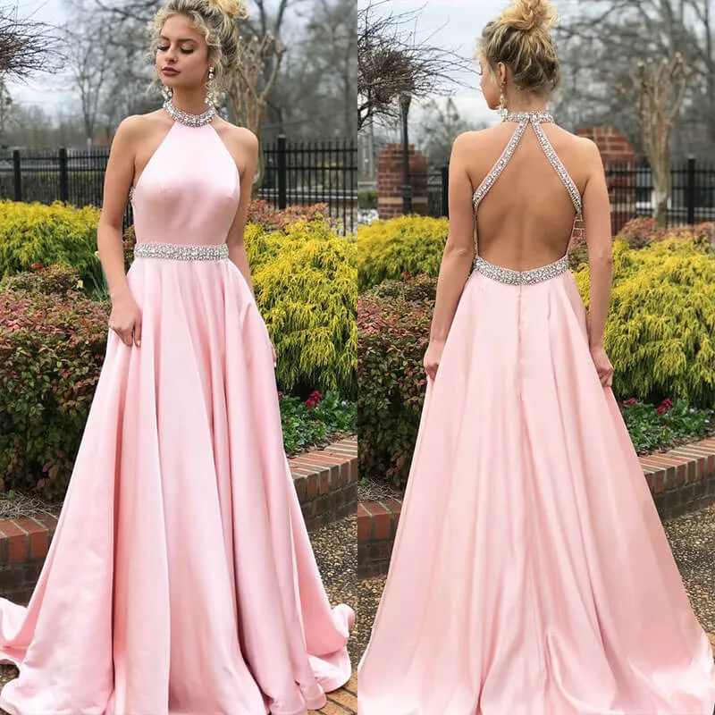 Backless Large Hem Halter Dress