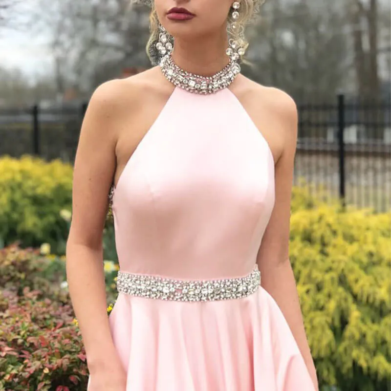 Backless Large Hem Halter Dress