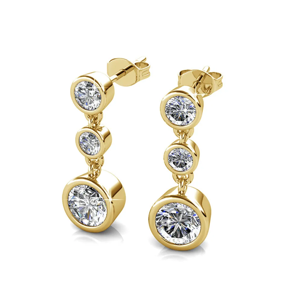 Bailey 18k White Gold Plated Drop Dangle Stud Earrings with Swarovski Crystals