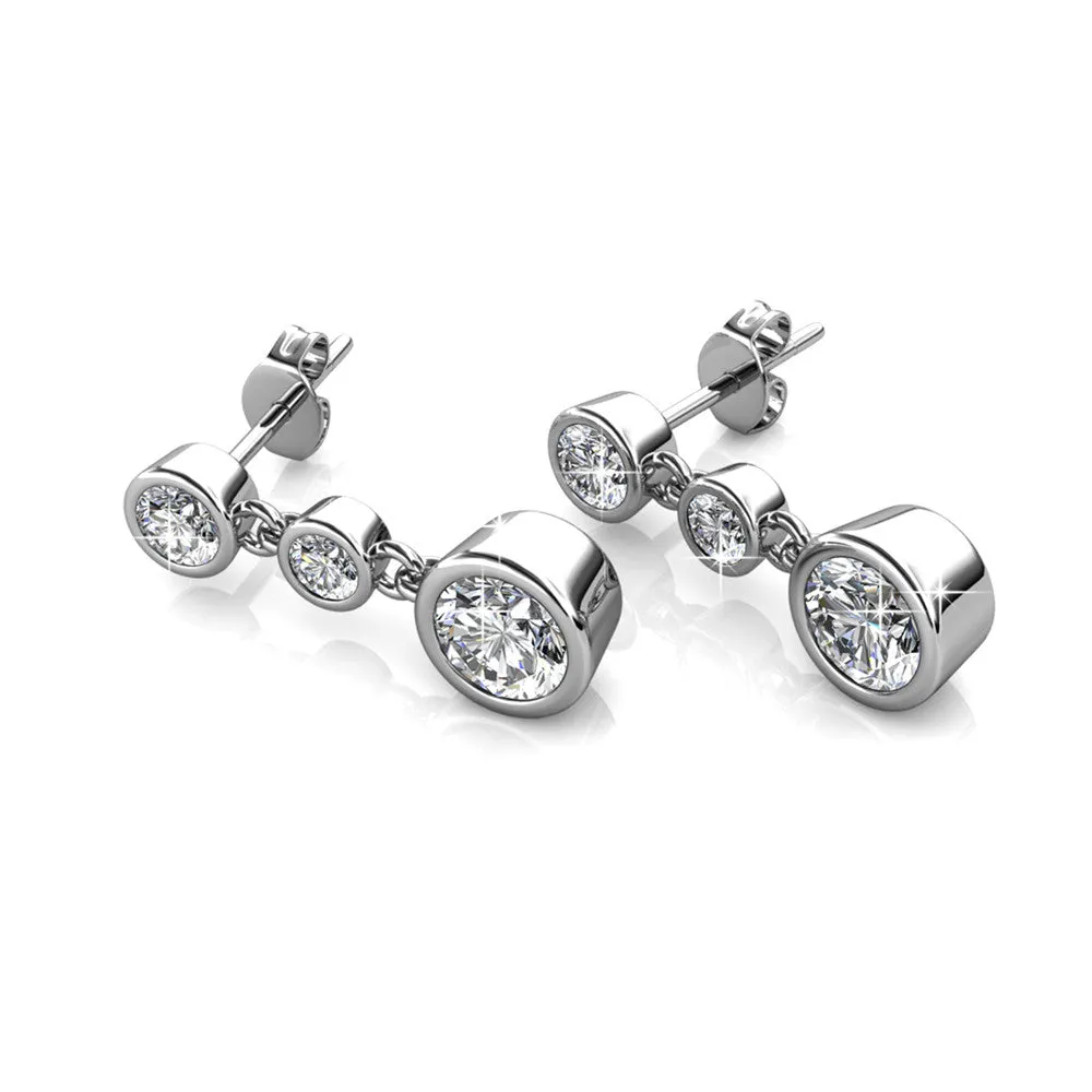 Bailey 18k White Gold Plated Drop Dangle Stud Earrings with Swarovski Crystals