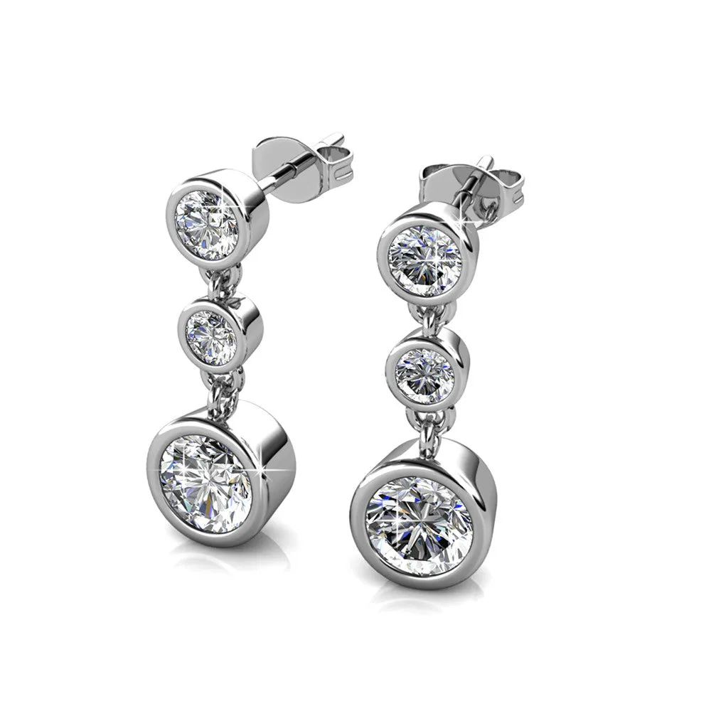 Bailey 18k White Gold Plated Drop Dangle Stud Earrings with Swarovski Crystals