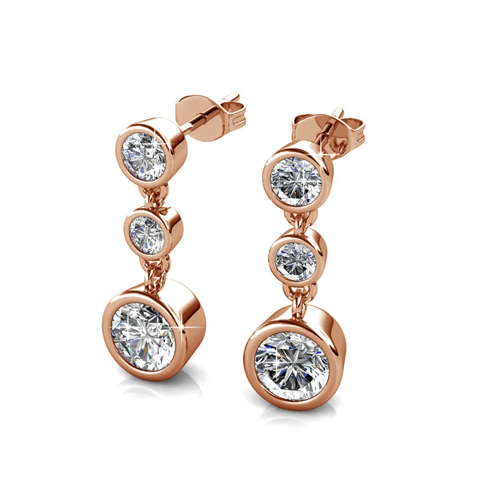 Bailey 18k White Gold Plated Drop Dangle Stud Earrings with Swarovski Crystals