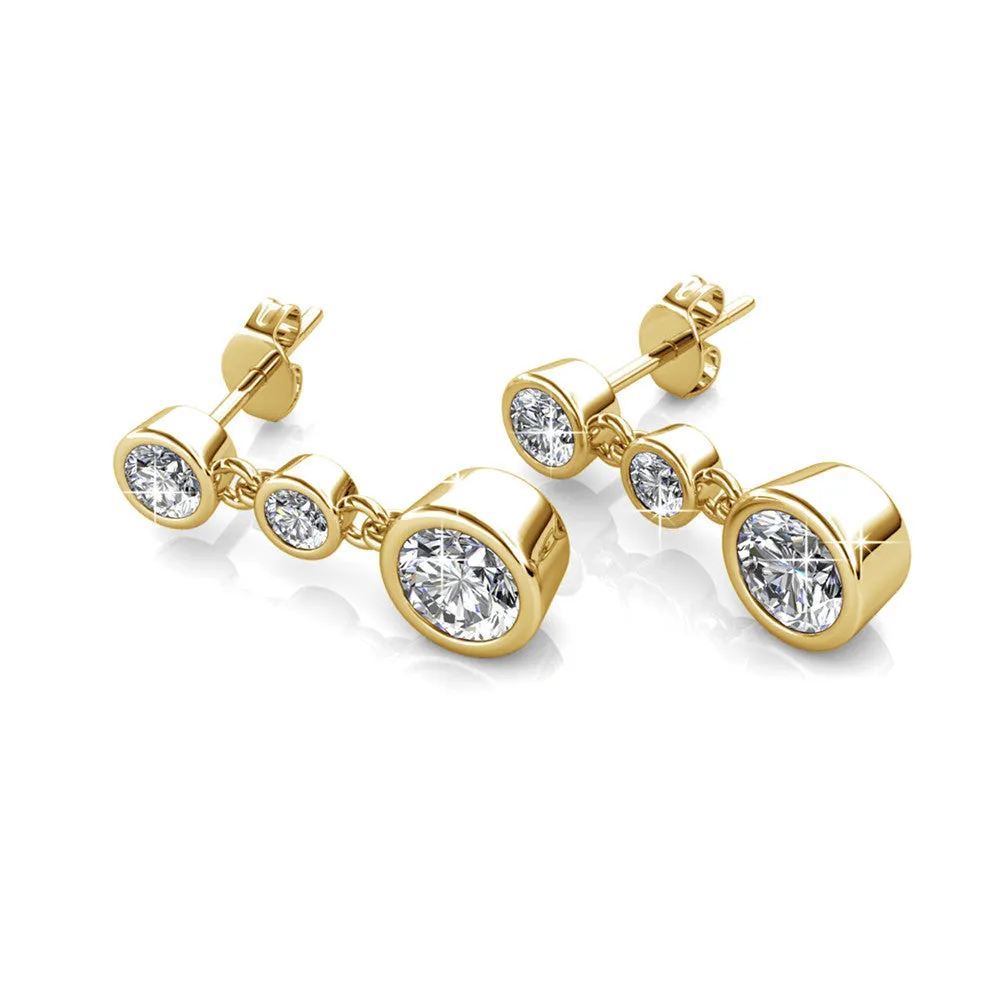 Bailey 18k White Gold Plated Drop Dangle Stud Earrings with Swarovski Crystals