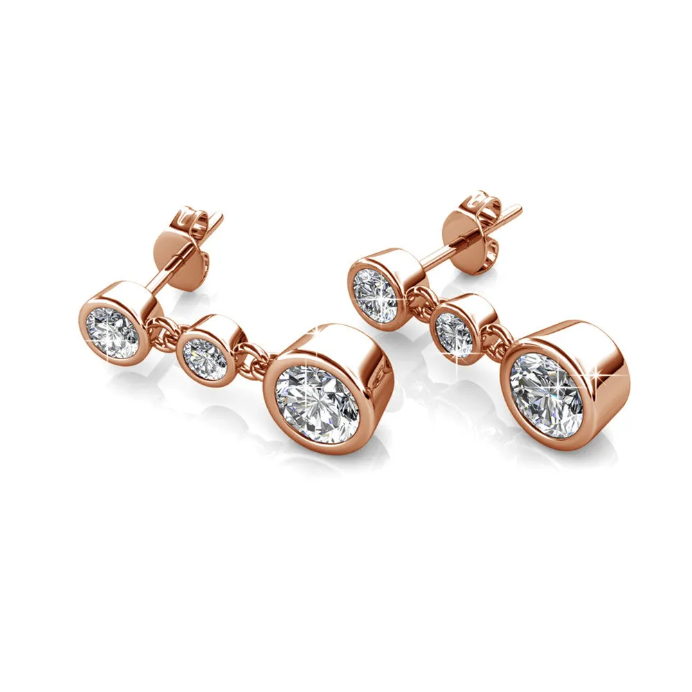 Bailey 18k White Gold Plated Drop Dangle Stud Earrings with Swarovski Crystals