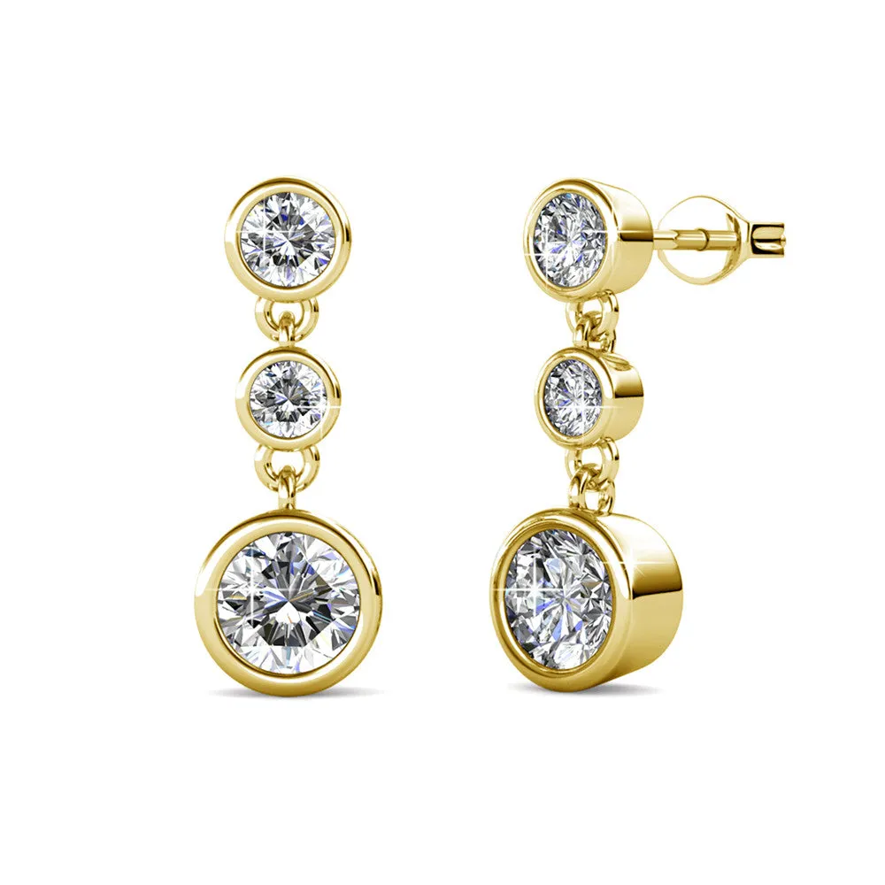 Bailey 18k White Gold Plated Drop Dangle Stud Earrings with Swarovski Crystals