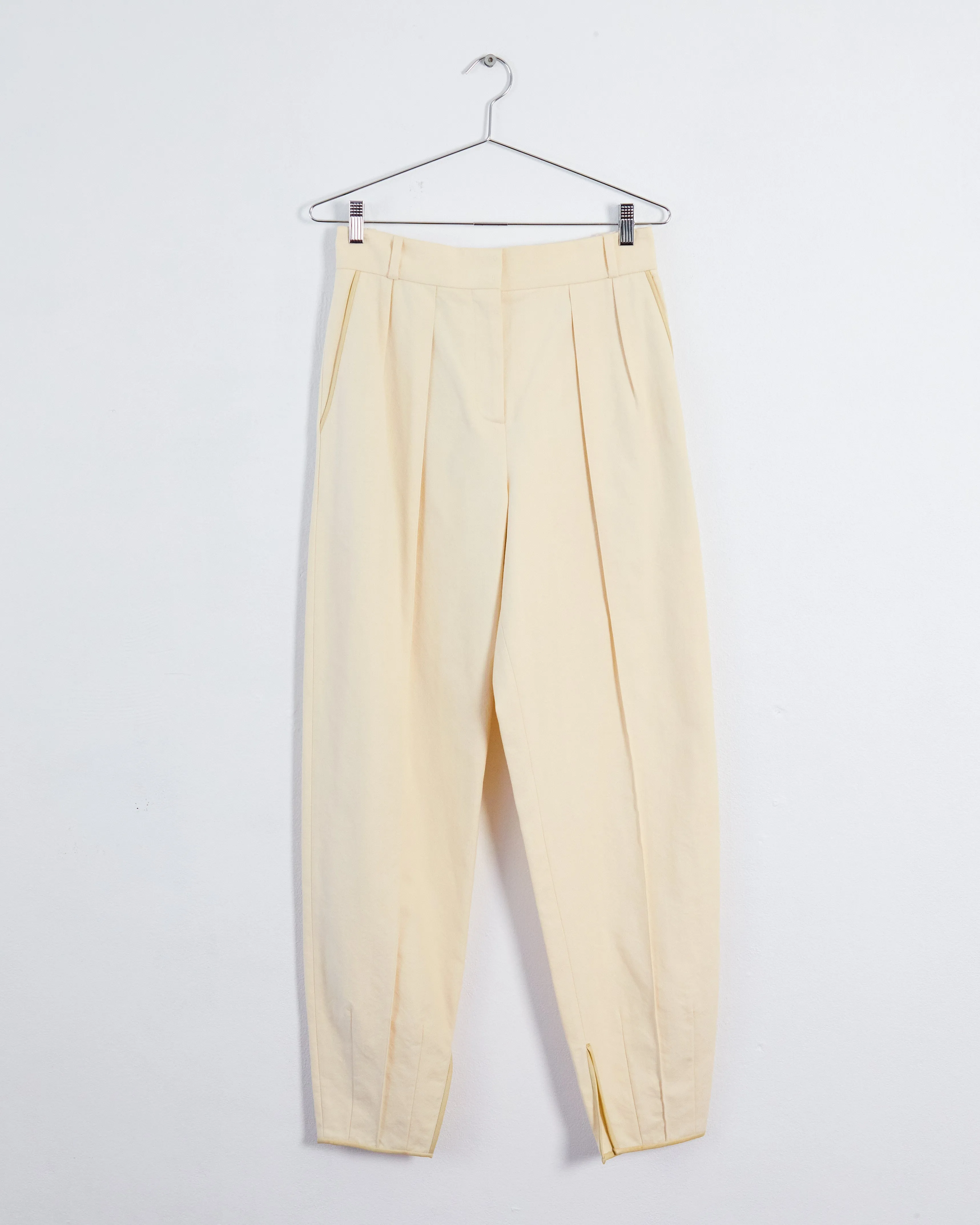 Bally leather trim tailored trousers, ecru, 8