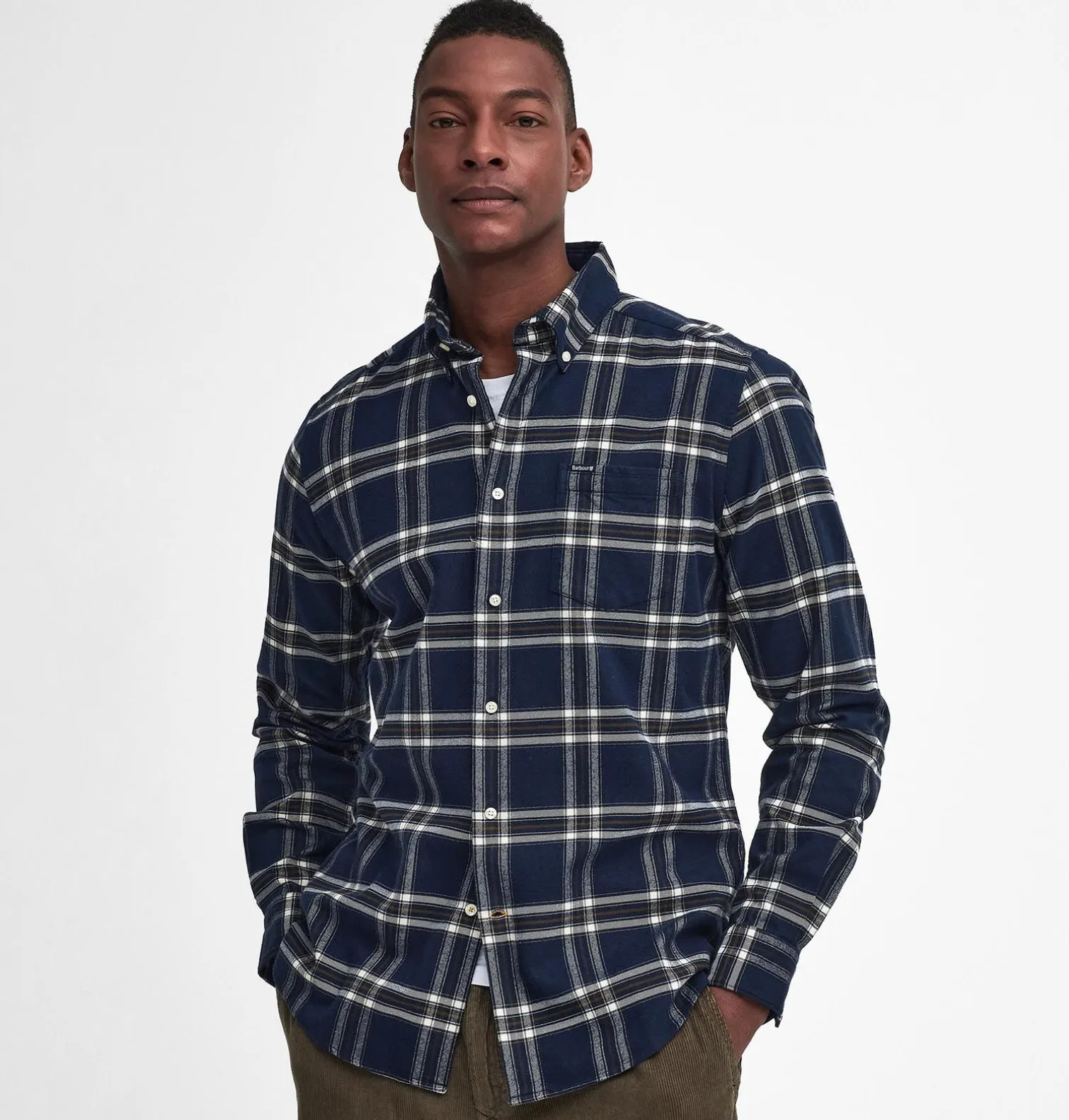 Barbour Bromley Tailored Shirt Navy Plaid