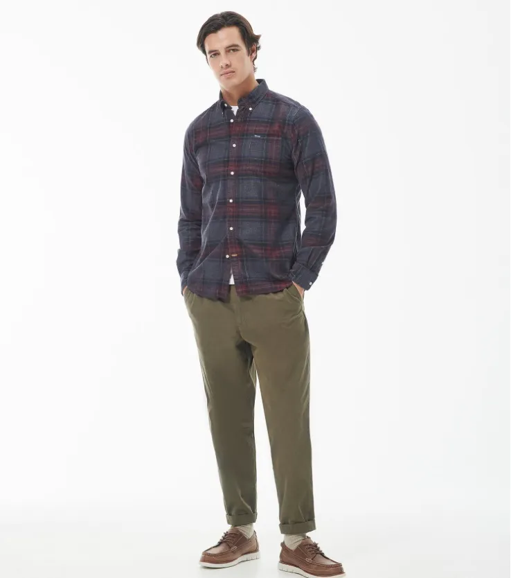 Barbour Southfield Tailored Fine Cord Shirt Grey Plaid