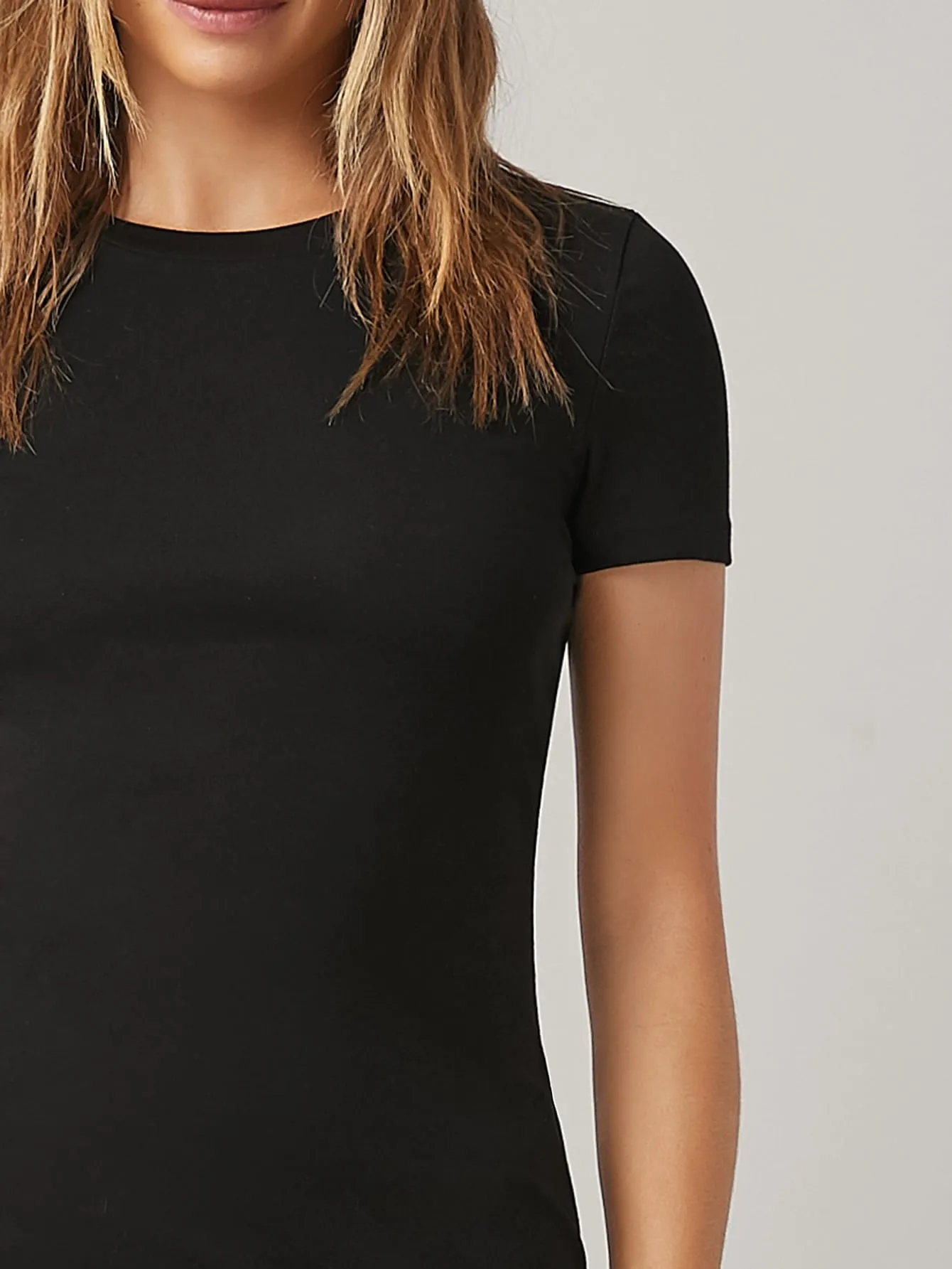 BASICS Round Neck Solid Bodycon Dress