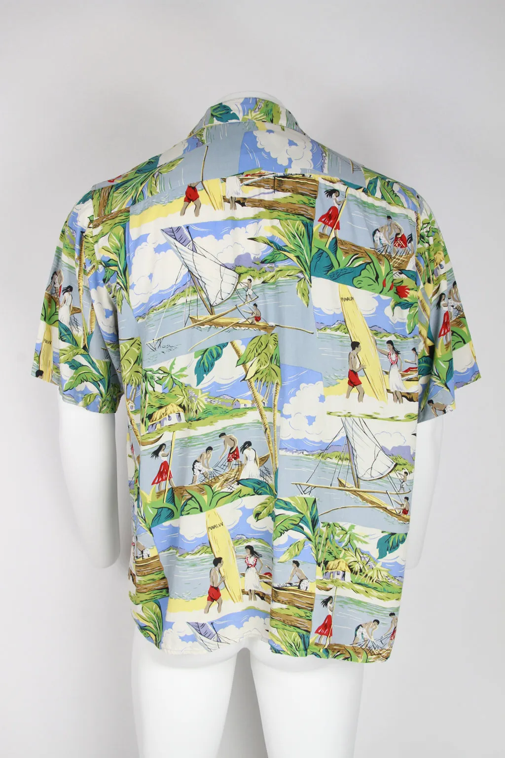 Beach scene match up pocket spun rayon Hawaiian shirt - XL