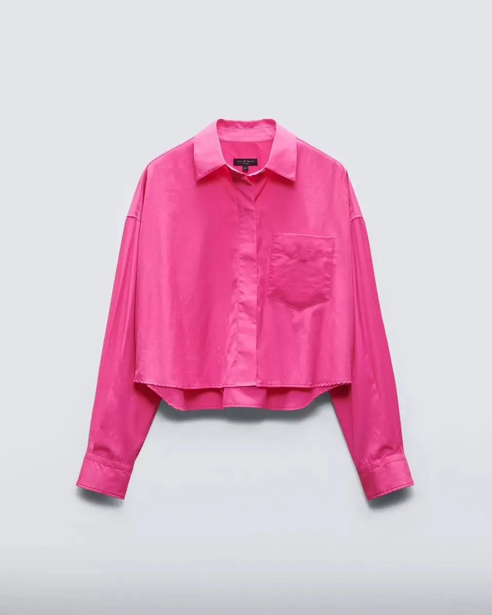 Beatrice Cotton Poplin Crop Shirt - Bright Pink