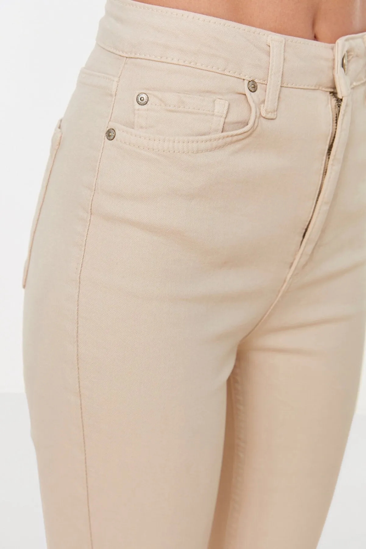beige crop flare jeans