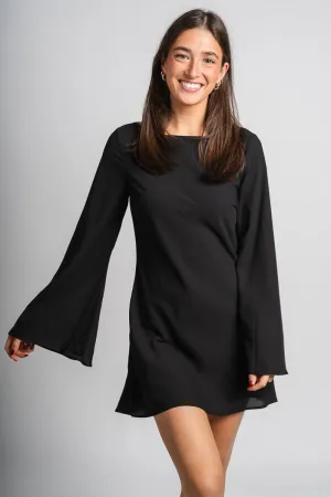 Bell sleeve mini dress black