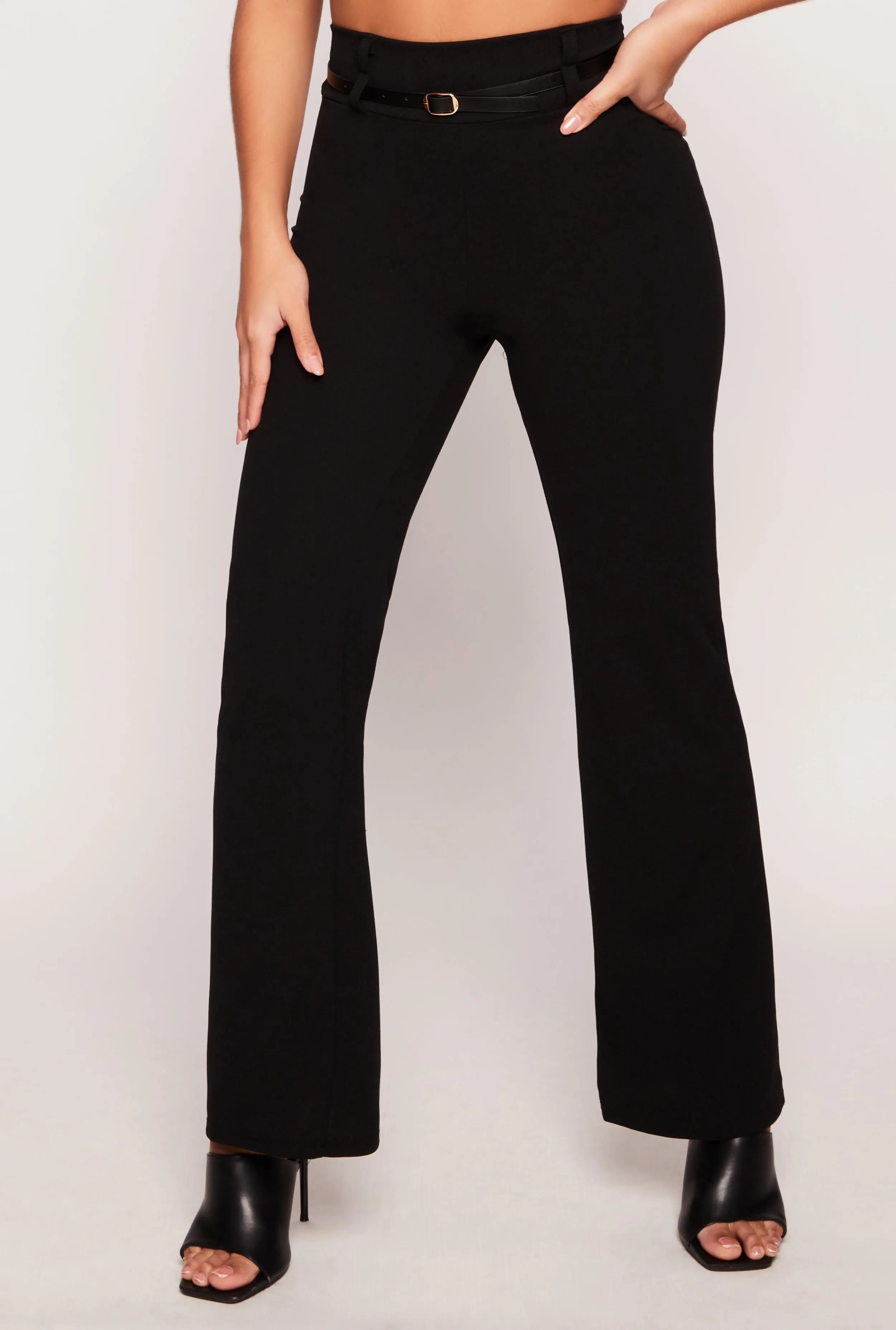 Belted High Waist Dress Pants