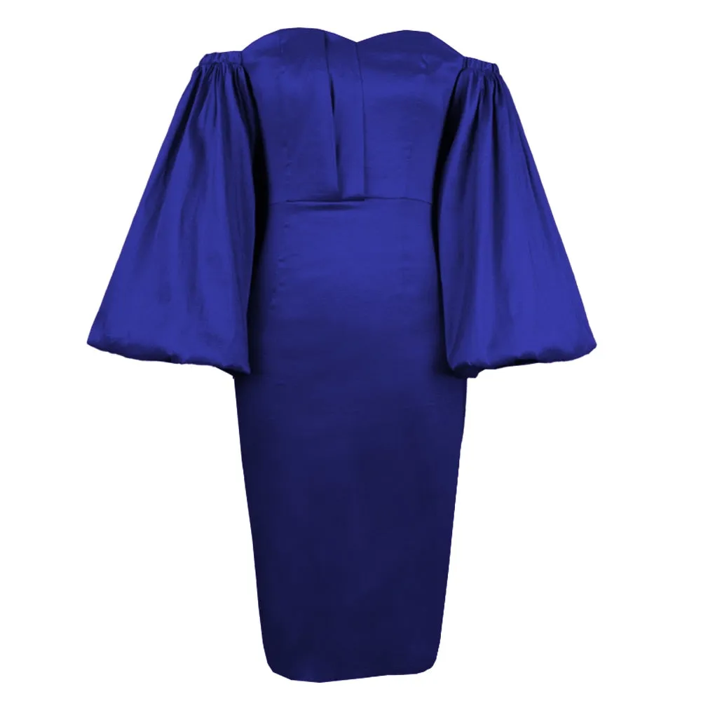 Big Puff Off Shoulder Sleeve Pencil Bodycon Dress