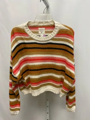 Billabong Size Small Tan Stripe Long Sleeve Sweater