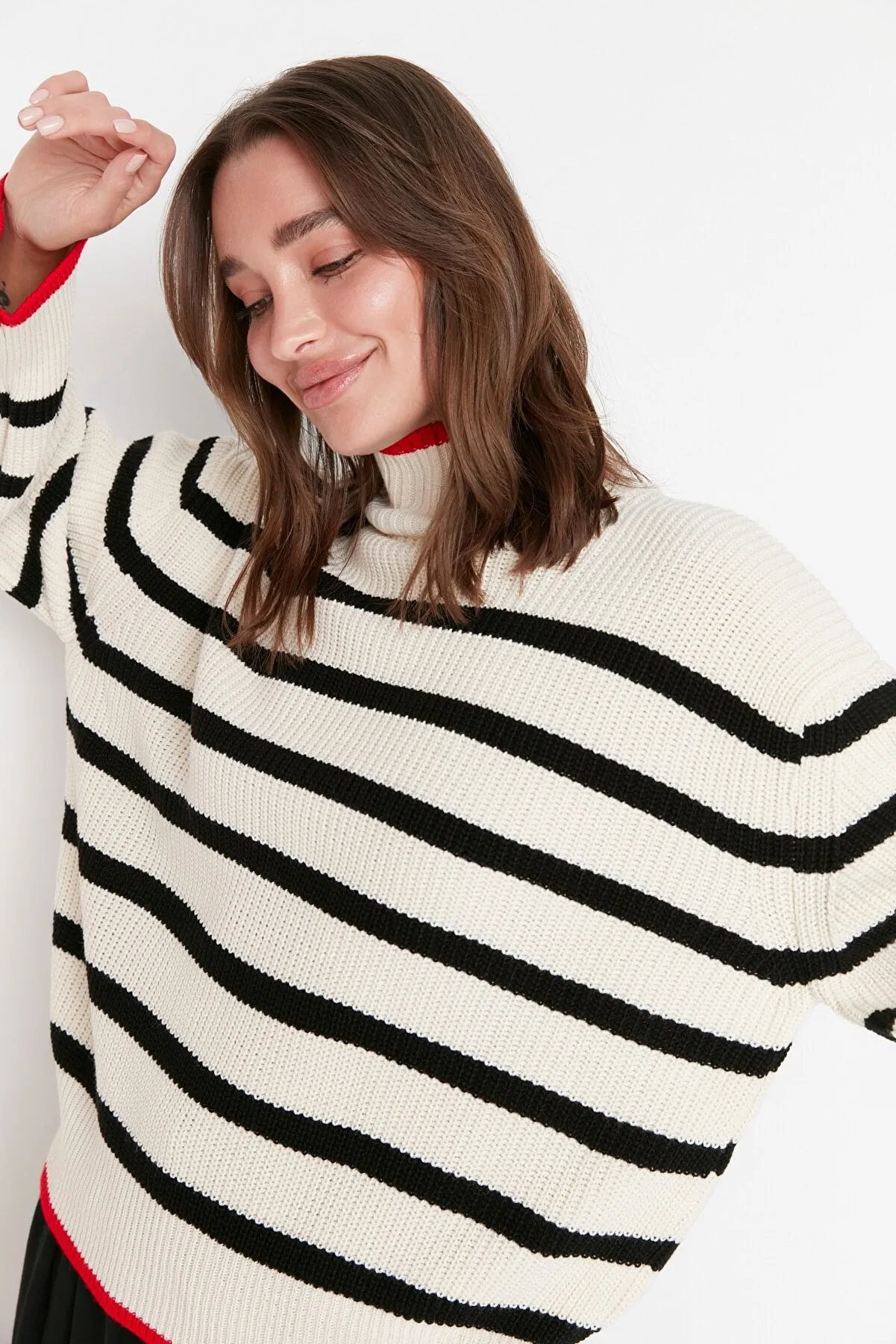 black and ecru Stripe top
