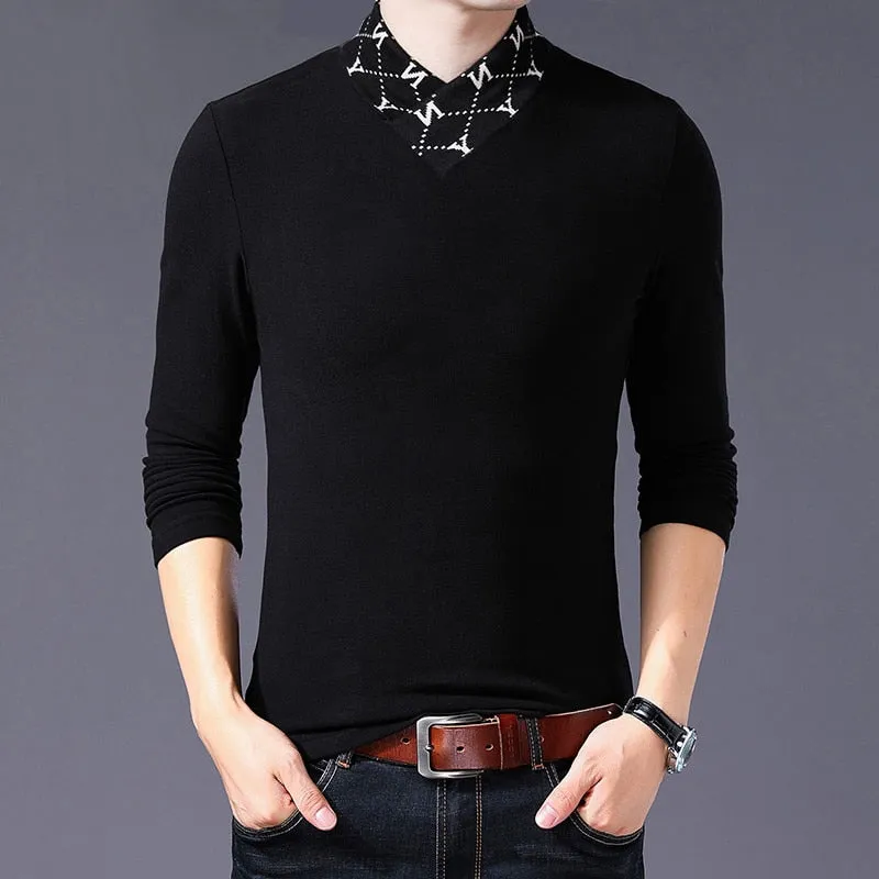 Black Cotton Letter Print Long Sleeve T- Shirt
