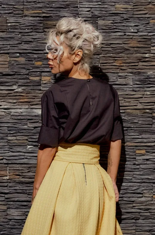 Black Cotton Shirt with side Slits