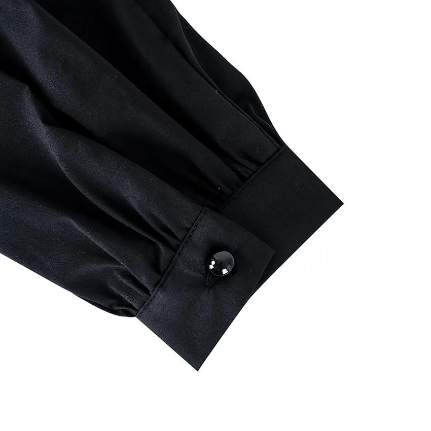 Black Empire Waist Shirt Dress