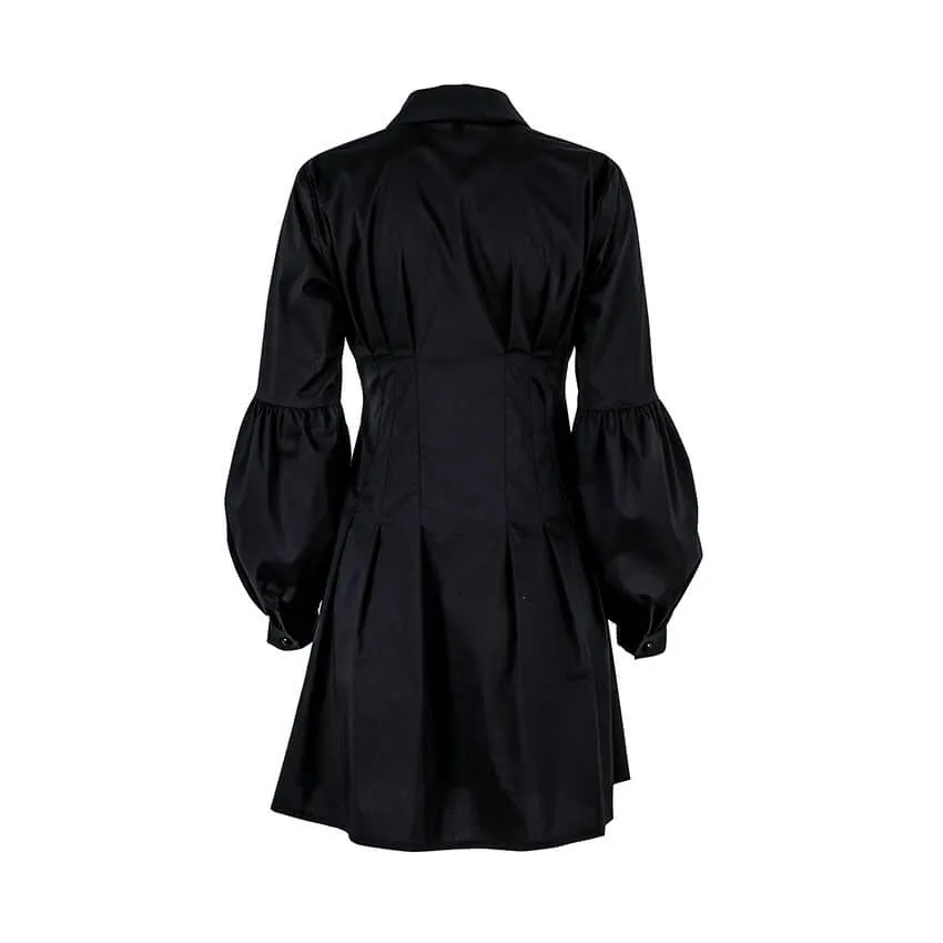Black Empire Waist Shirt Dress