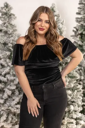 Black- Just A Crush Velvet Bodysuit